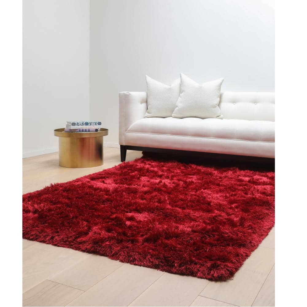 Luxe Red 8 Ft X 10 Area Rug, Red Fluffy Rug