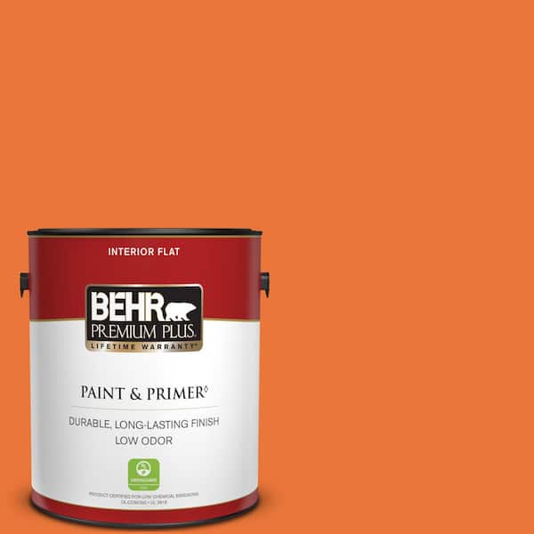 BEHR PREMIUM PLUS 1 gal. Home Decorators Collection #HDC-MD-27 Tart Orange Flat Low Odor Interior Paint & Primer