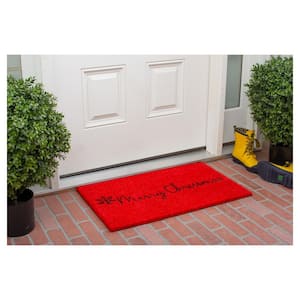 Red Merry Christmas Doormat, 24" x 36"