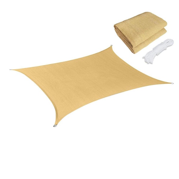 6 ft. x 8 ft. Sand Rectangle Heavy Weight Sun Shade Sail, 95% UV Blockage, Outdoor Patio Garden Backyard Activities