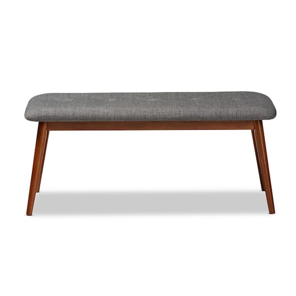 Baxton Studio Flora Gray and Oak Fabric Dining Bench