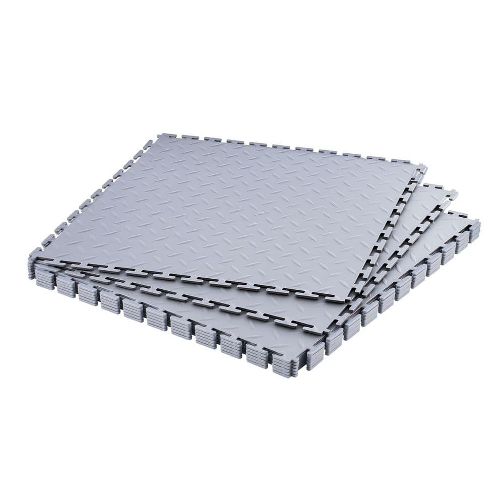 Garage Floor Tiles Interlocking, 8 Pack 20.2 x 20.2 x 0.2 in. Interlocking Modular Garage Flooring Tiles, Light Gray price history on PriceWatchPro