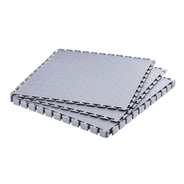 Garage Floor Tiles Interlocking, 8 Pack 20.2 x 20.2 x 0.2 in. Interlocking Modular Garage Flooring Tiles, Light Gray