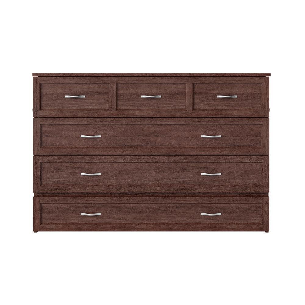 Burnt Amber Queen Murphy Bed Chest with Charging Drawer