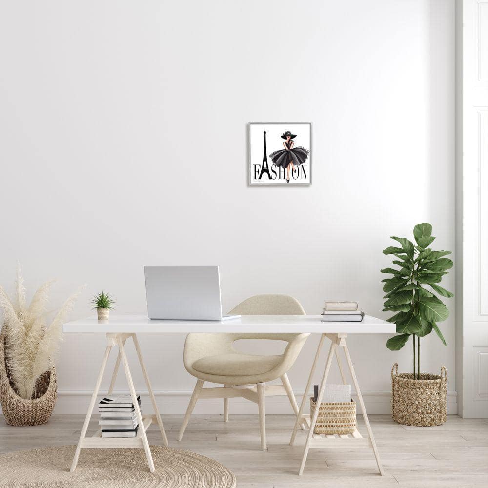 Parisian Fashion Black Dress Graphic Art with Gray Frame