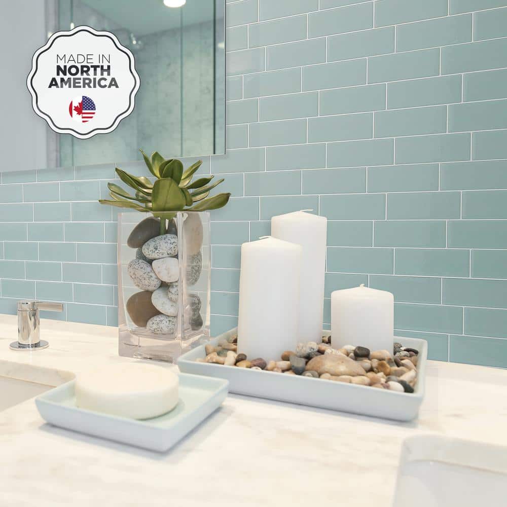 Metro Mia Gray Blue Peel and Stick Backsplash Tiles