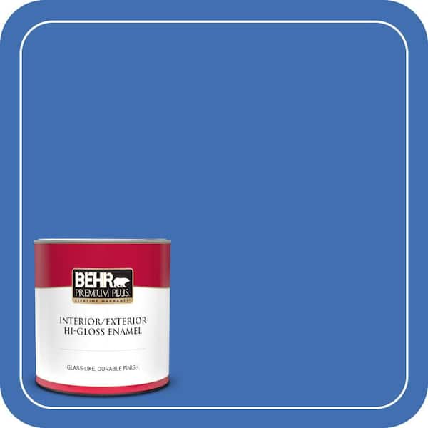 BEHR PREMIUM PLUS 1 qt. #T18-17 Wide Sky Hi-Gloss Enamel Interior/Exterior Paint & Primer