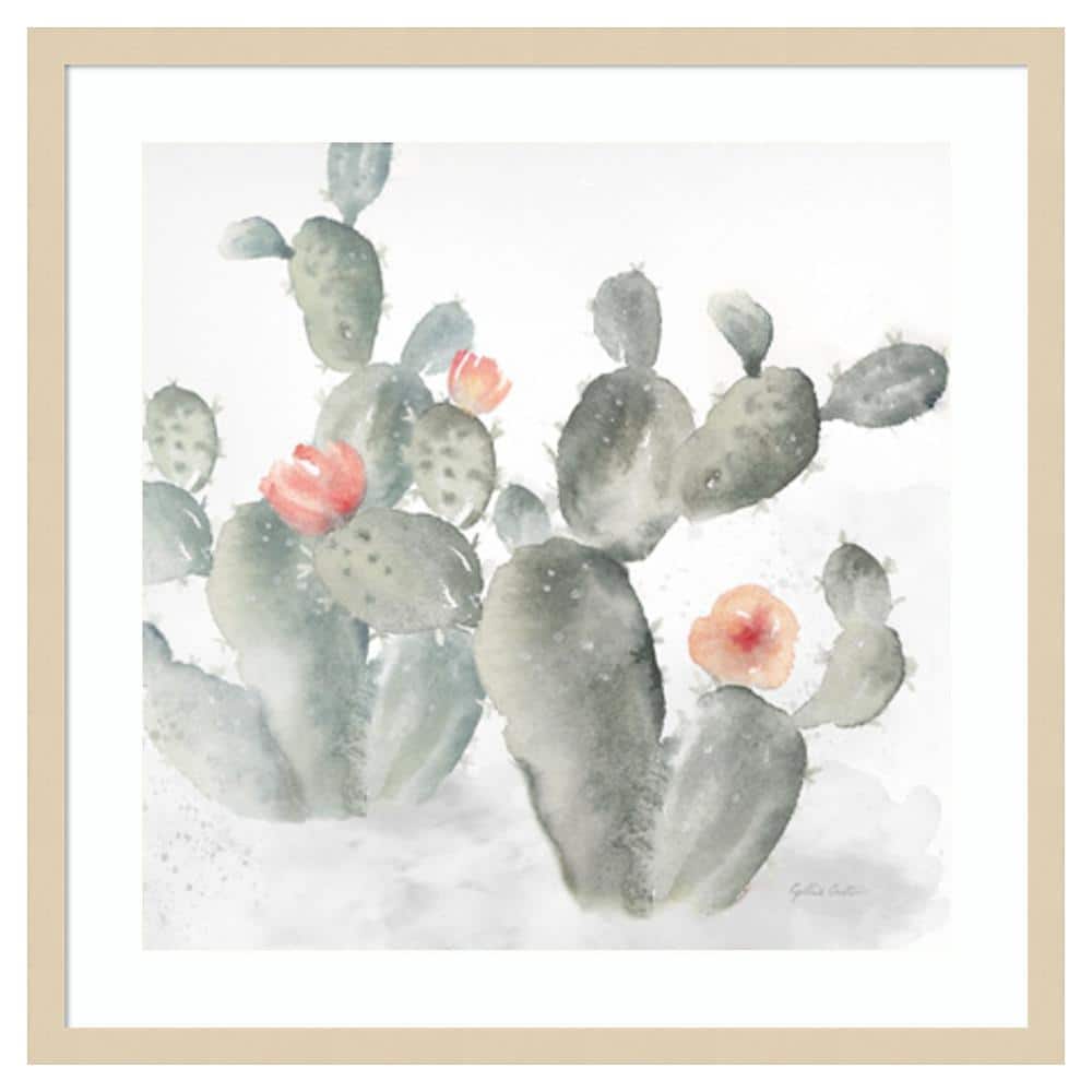 Cactus Garden Gray Blush III 25"x25" Svelte Natural Wood Framed Wall Art