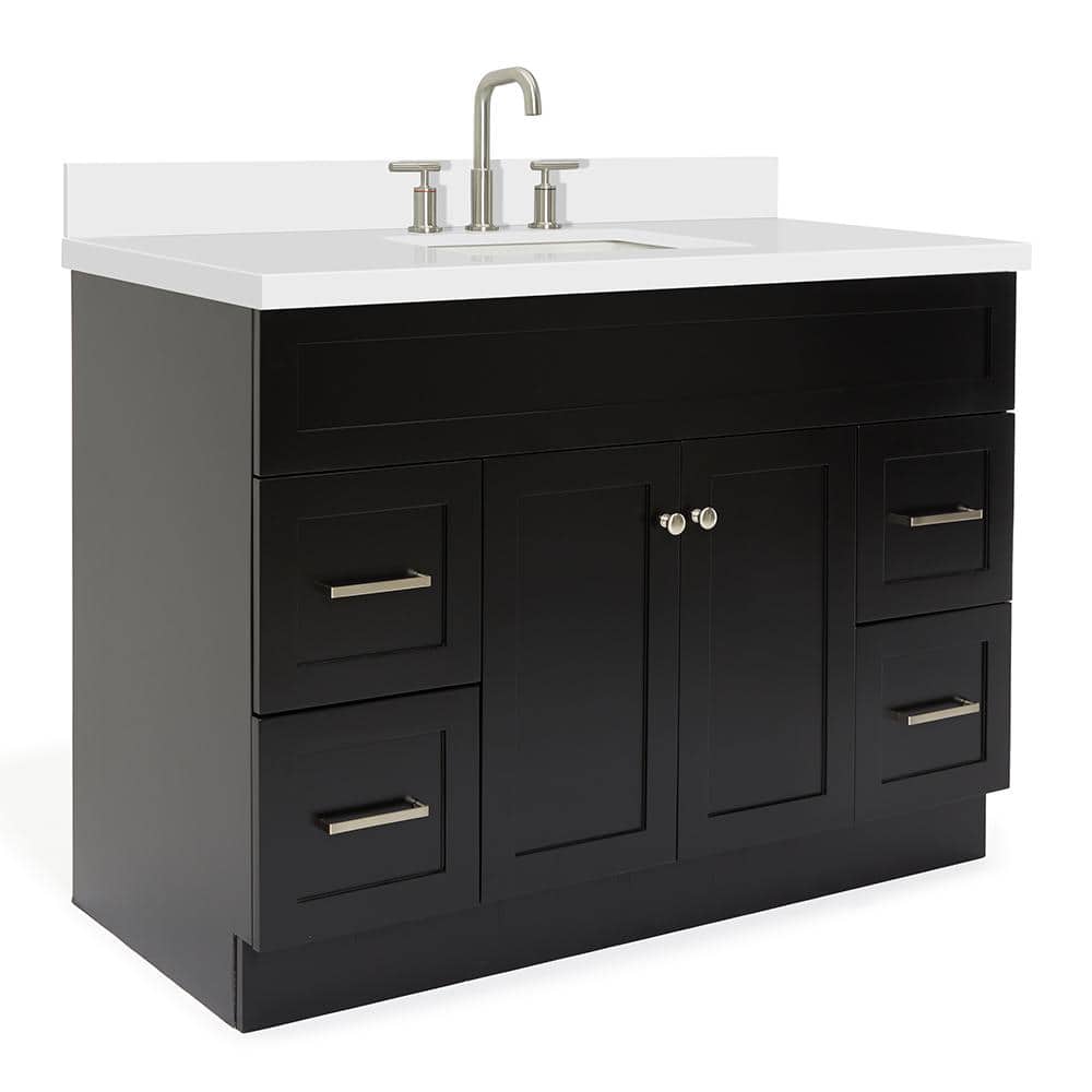 Hamlet 49" Black Wood Vanity with White Quartz Top