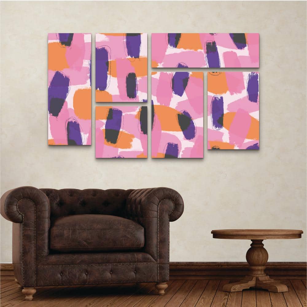 Treechild Layered Purple and Pink Abstract Canvas Wall Art Set