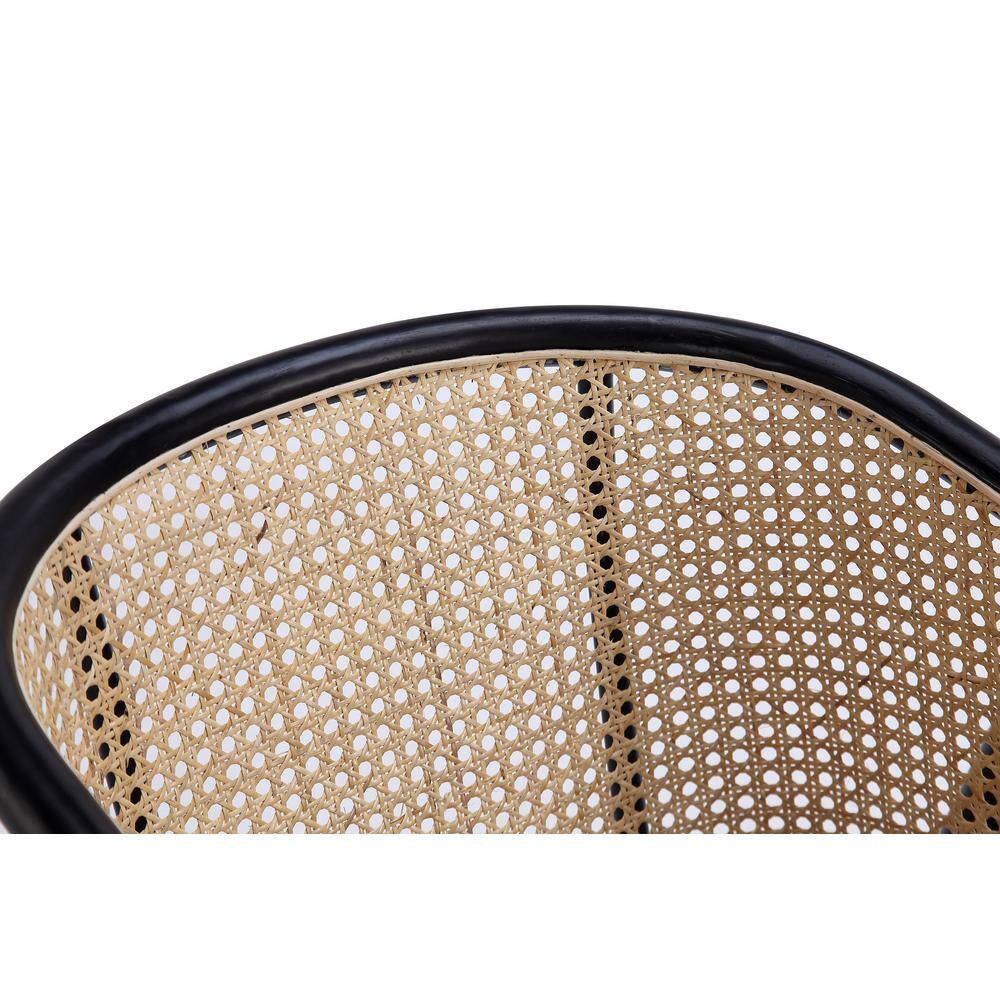 Elegant Ash Wood and Rattan Accent Chair in Black