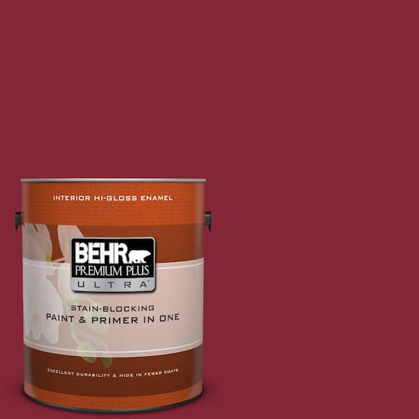 BEHR Premium Plus Ultra 1 gal. #M140-7 Dark Crimson Hi-Gloss Enamel Interior Paint and Primer in One