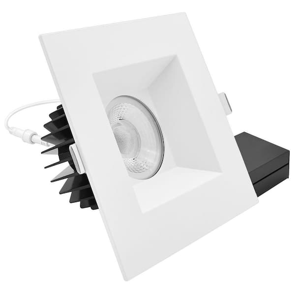 6 in. Integrated LED Regressed Canless Spotlight with Square White Trim, 22W, 1800LM, 5CCT, 60° Beam, Dimmable, CRI90