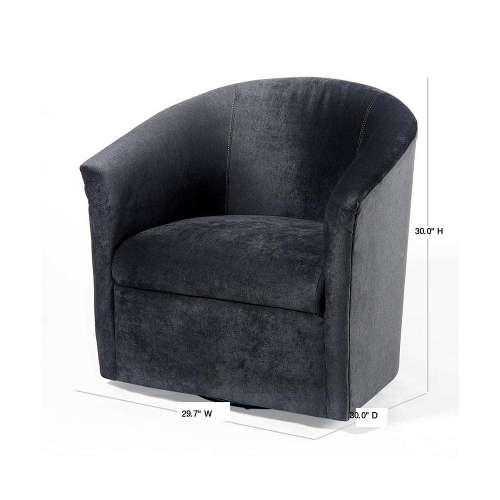 Elizabeth Charcoal Luxe Microfiber Barrel Swivel Chair