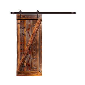 38 in. x 84 in. Z Bar Series Pre Assembled Walnut Stained Thermally Modified Wood Sliding Barn Door with Hardware Kit