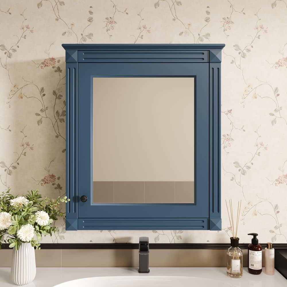 24.01 in. W x 27.76 in. H Rectangular Medicine Cabinet with Mirror, 2-Shelves in Blue price history on PriceWatchPro