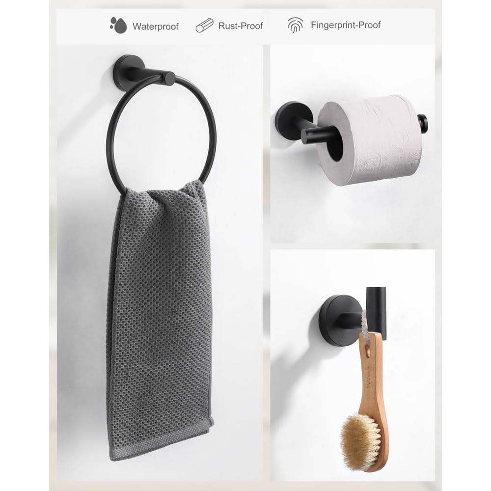 Matte Black 3-Piece Metal Bathroom Hardware Set
