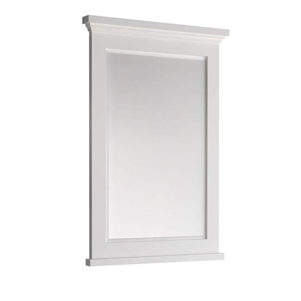 Matte White Rectangular Wood Bathroom Vanity Mirror