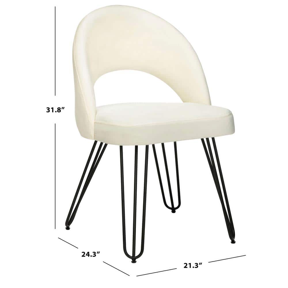 Creme Velvet & Matte Black Transitional Side Chair