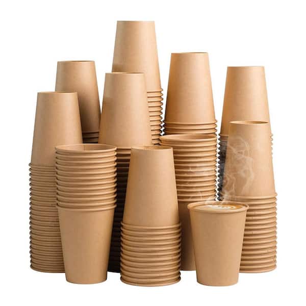 300 Pack 12 oz Brown Kraft Disposable Paper Cups Unbleached Disposable Tableware Hot Cold Beverage Per Case