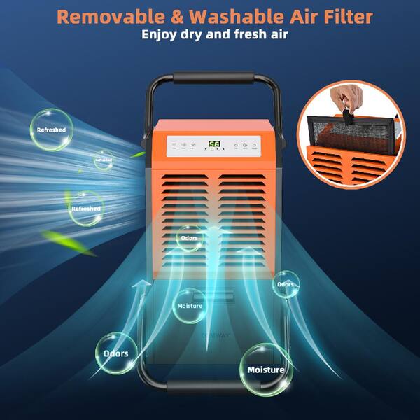 thumbnail image 2 of COSTWAY 163 Pints Commercial Dehumidifier With Pump & Drain Hose (Blue 2 of 11