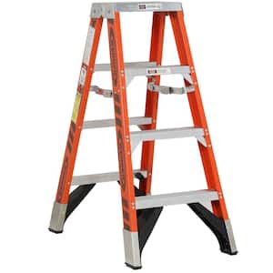 4 ft. Fiberglass Twin Step Ladder with 375 lb. Load Capacity Type IAA Duty Rating