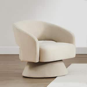 Muses Beige Fabric Swivel Accent Arm Chair