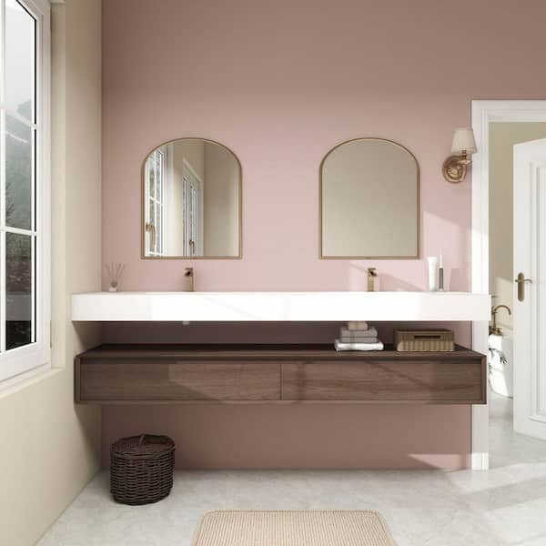 BV Better Vanity Alysa 84 in. W. x 20 in. D x 23 in. H Double Sink Floating Bath Vanity in Red Oak with White Acrylic Top