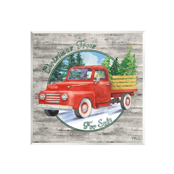 Stupell Industries Christmas Tree Truck by Paul Brent 1-Piece Unframed Graphic Print Travel Poster Art Print 12 in. x 12 in.