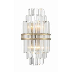 Hayes 7.5 in. 2-Light Aged Brass Wall Sconce