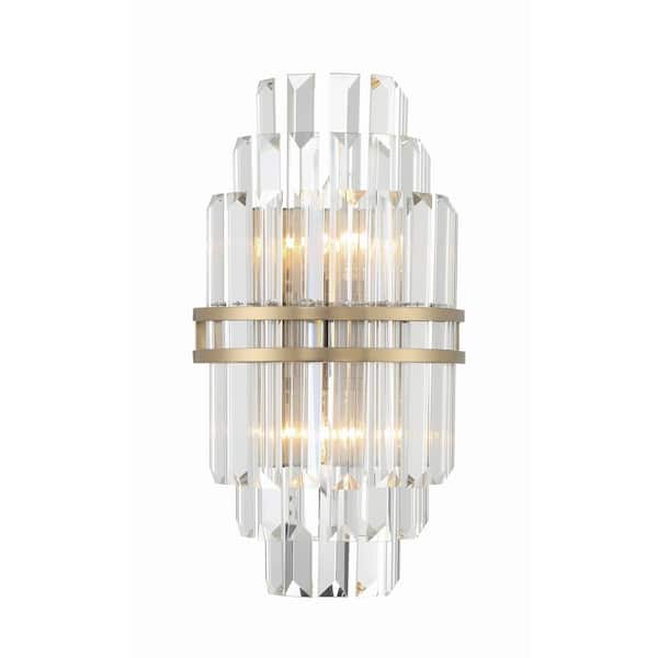 Crystorama Hayes 7.5 in. 2-Light Aged Brass Wall Sconce