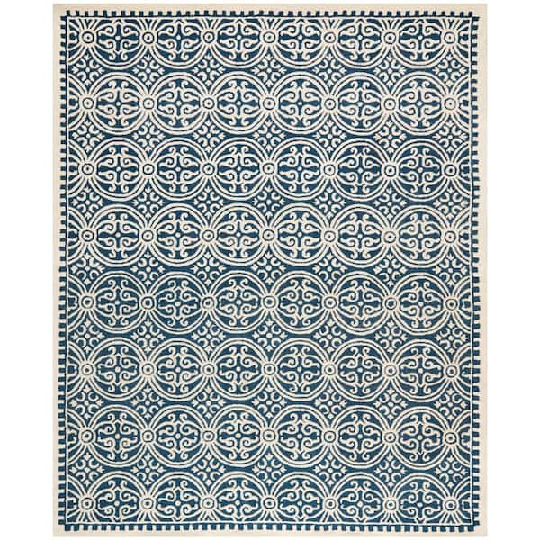 SAFAVIEH Cambridge Navy Blue/Ivory 12 ft. x 16 ft. Geometric Medallion Area Rug