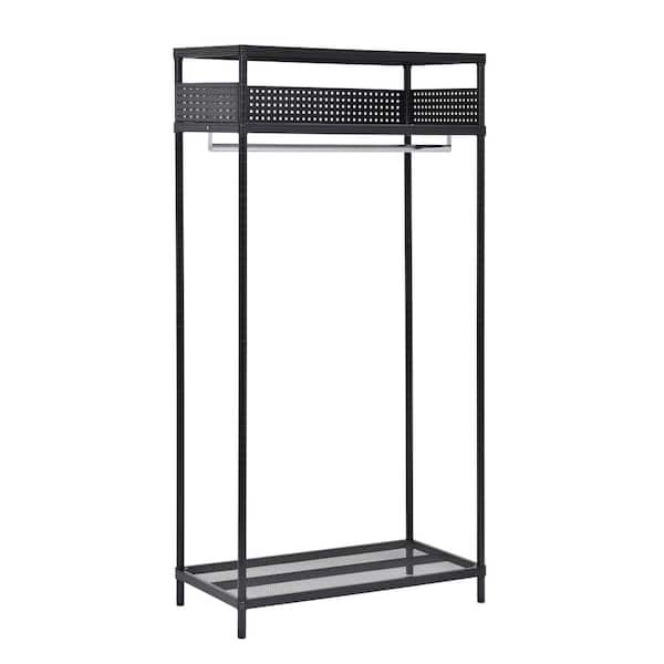 Muscle Rack Steel Clothing Rack with Wire Shelves in Black (36 in. W x 71 in. H)