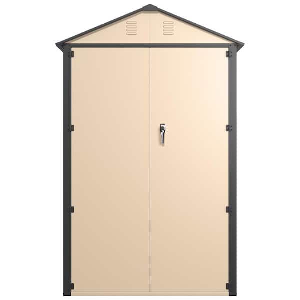 6 ft. x 4 ft. x 3 ft Antique Yellow and Gray Outdoor Lockable Storage Metal Shed, Lean-to Shed with Door for Bike, Tools