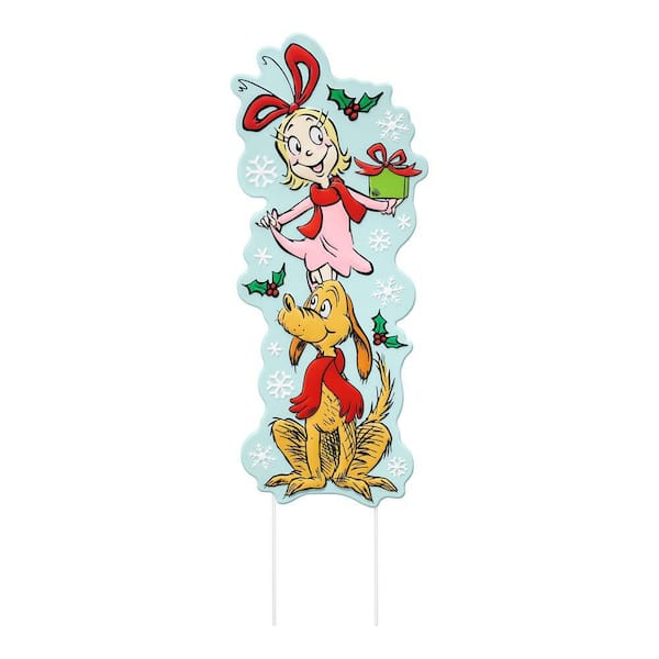Dr. Seuss 30 in. Cindy and Max Christmas Metal Yard Stake