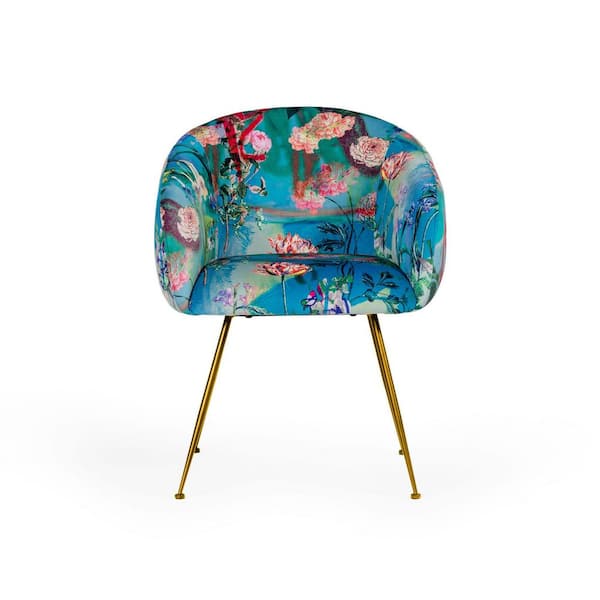 Modrest Roxann-Contemporary Floral Velvet Gold Dining Chair