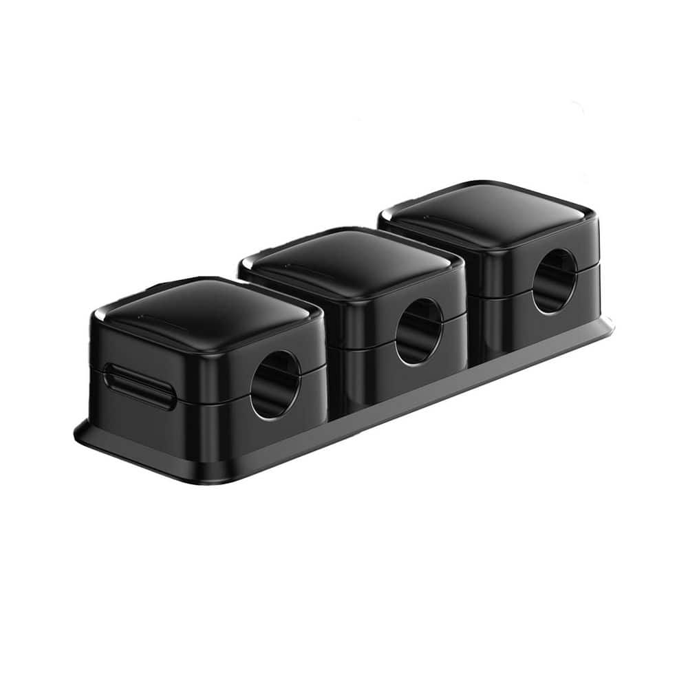Lukyamzn Magnetic Cable Clips 3 Slot Cord Organizer Black 3 Pack