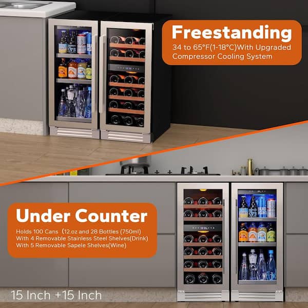 Ca'Lefort 30 in. Triple Zone 28-Wine Bottles 100-Cans