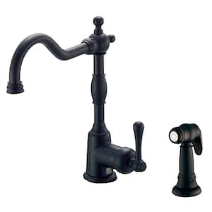 Opulence Single-Handle Standard Kitchen Faucet with Side Spray in Satin Black