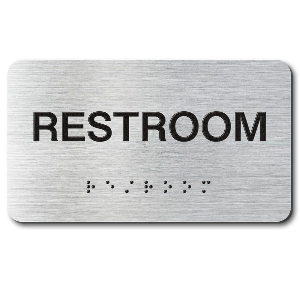 Brushed Aluminum Finish ADA Compliant Raised Text Grade 2 Braille Restroom Conference Room Office Door Sign price history on PriceWatchPro