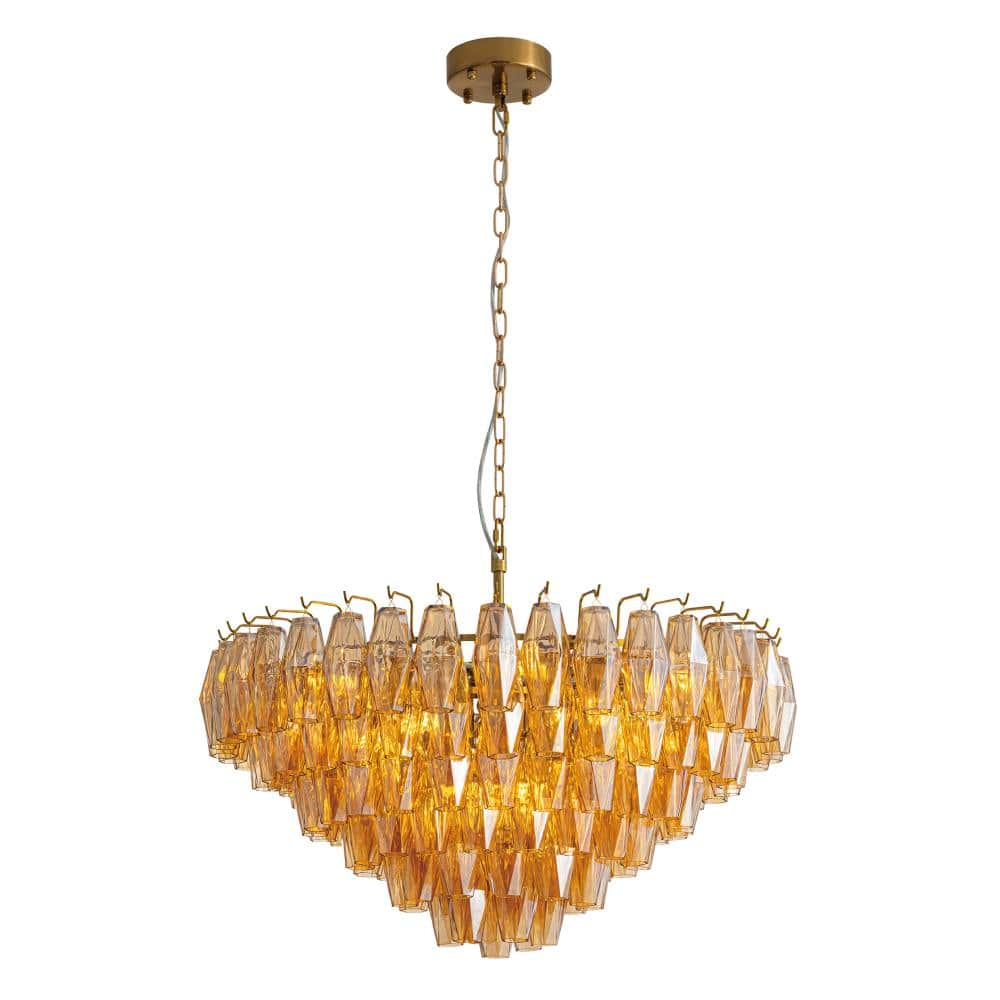 Modern Luxe Lighting 32 in. Gold 15-Light Handblown Glass Pendant for Sloped Ceilings price history on PriceWatchPro
