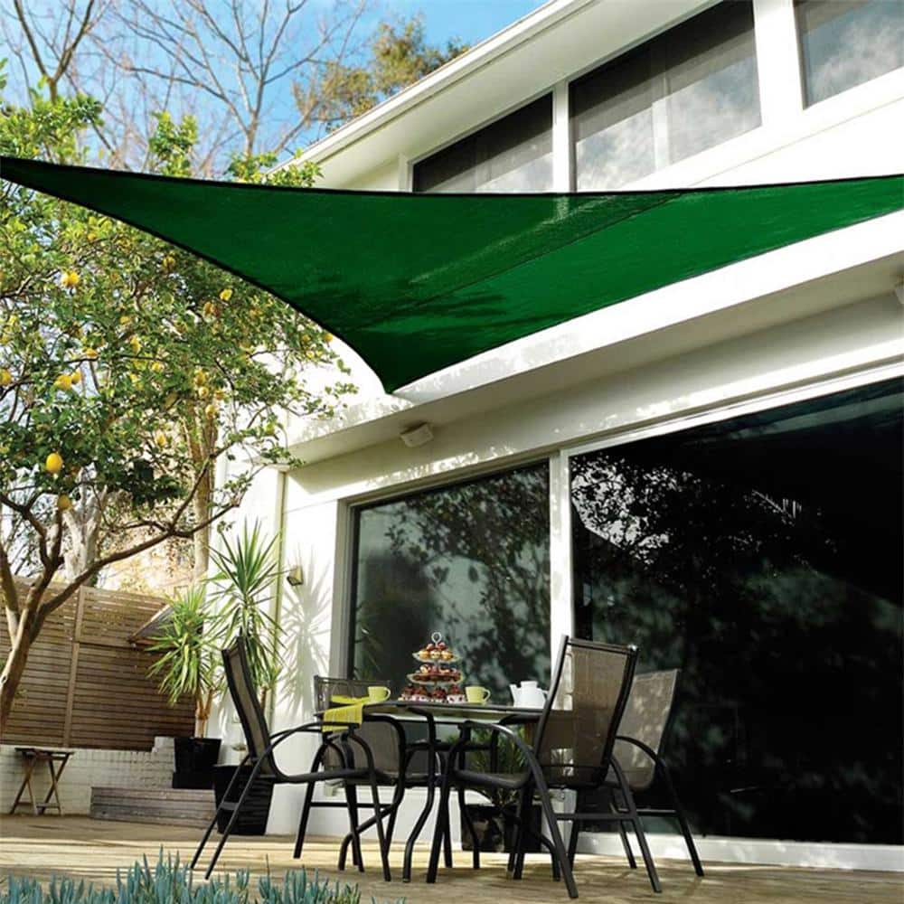Heritage Green 18' Triangle Outdoor Shade Sail with Hardware Kit