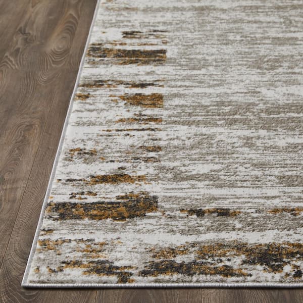 Alanzo Albah Beige 9 ft. 10 in. x 12 ft. 10 in. Abstract Polypropylene Indoor Area Rug