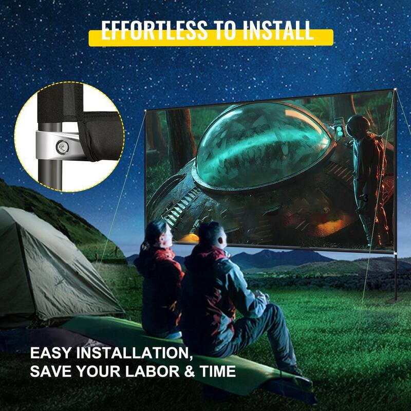 Projector Screen Portable Movie Screen with Stand 180 in. 16:9 4K Wide Angle Outdoor Projection Screen with Storage Bag