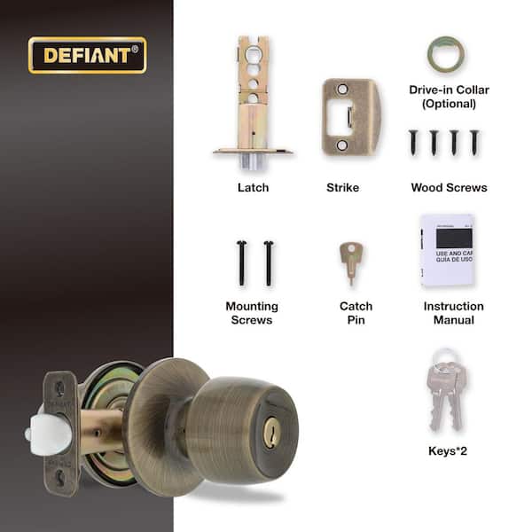 Defiant Brandywine Antique Brass Keyed Entry Door Knob 32T8800B