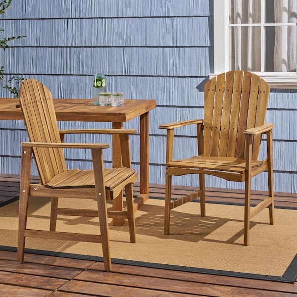 Noble House Malibu Natural Solid Wood Outdoor Patio Dining Chairs (2-Pack)