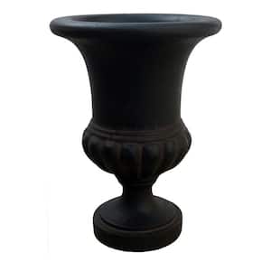 21 in. H in Aged Charcoal Stone Cast Bulbous Urn