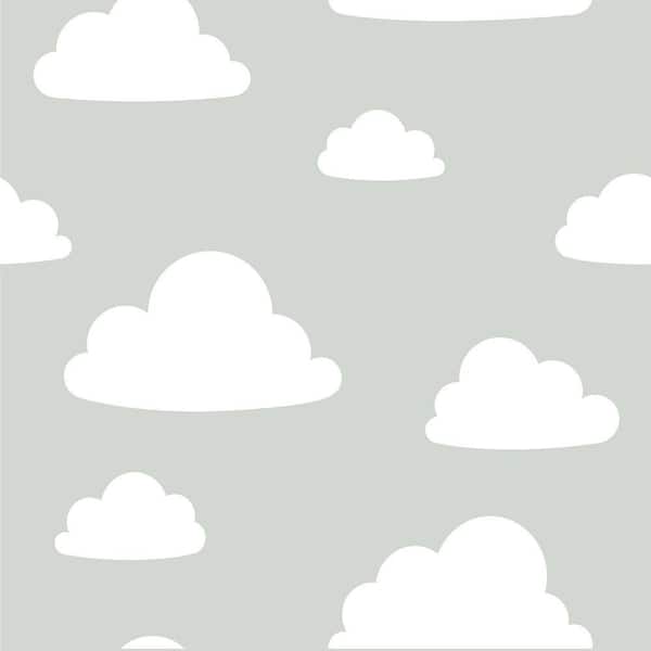 NuWallpaper Grey Clouds Peel and Stick Grey Vinyl Strippable Roll (Covers 30.75 sq. ft.)