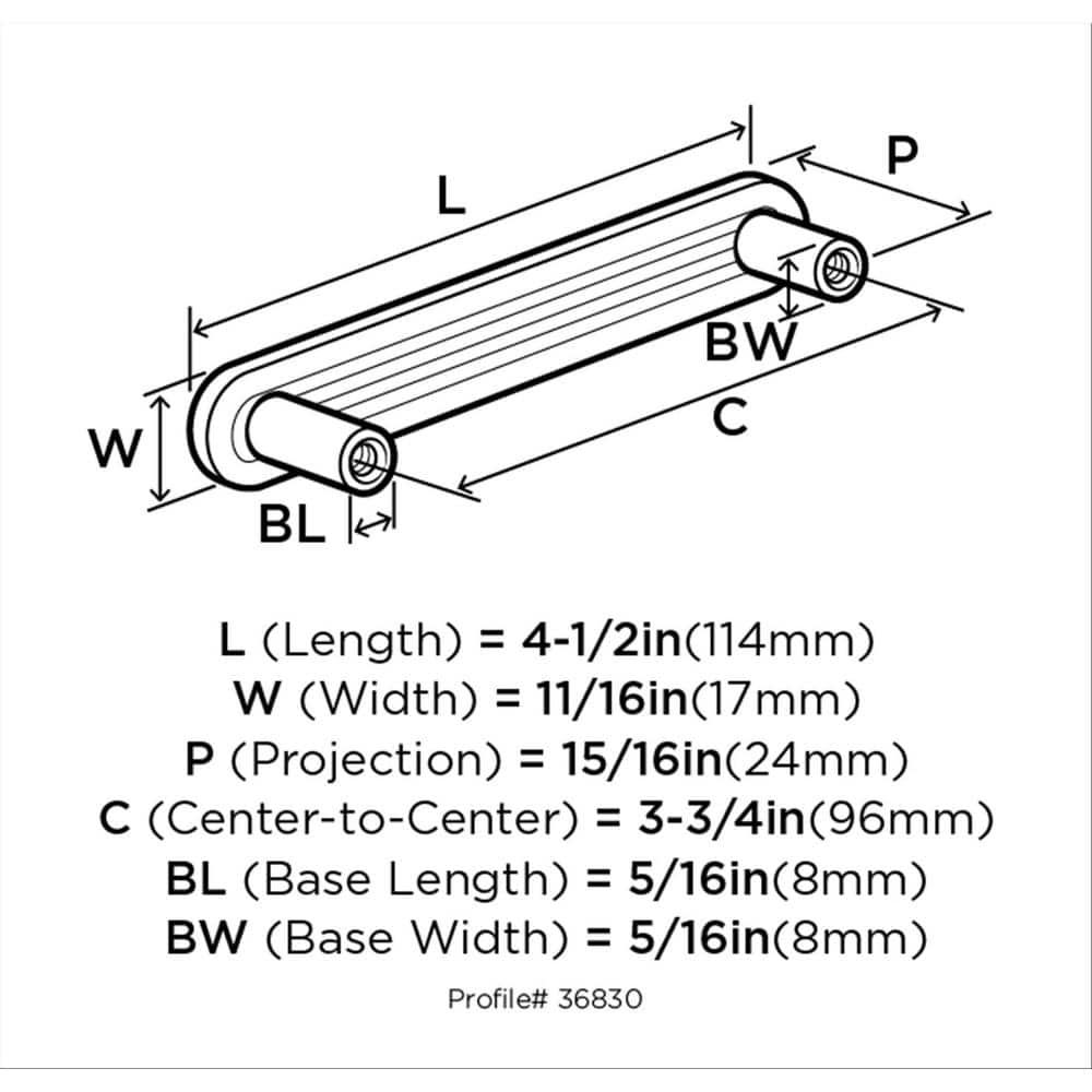 Polished Nickel Modern Bar Pull with Mounting Hardware