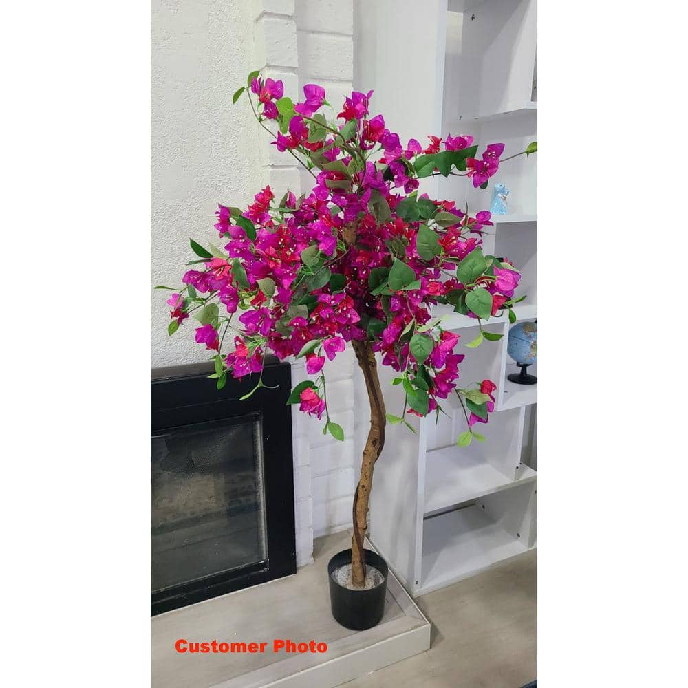 4.4 ft. Green and Pink Indoor Outdoor Decorative Artificial Azalea Tree Pla